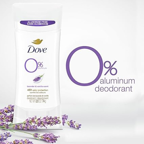 Dove 0% Aluminum Free Deodorant - Lavender & Vanilla Scent 74g